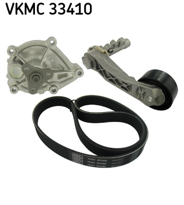 Water Pump + V-Ribbed Belt Set - VKMC 33410 SKF